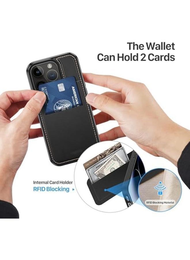 erorex For Iphone15 Pro Max Case Magnetic Phone Case With Kickstand And Credit Card Holder 3 In1 Dual Card Protection Case Leather Heavy Duty Protective Case Cover Funda 6.1" Black  - Image 3