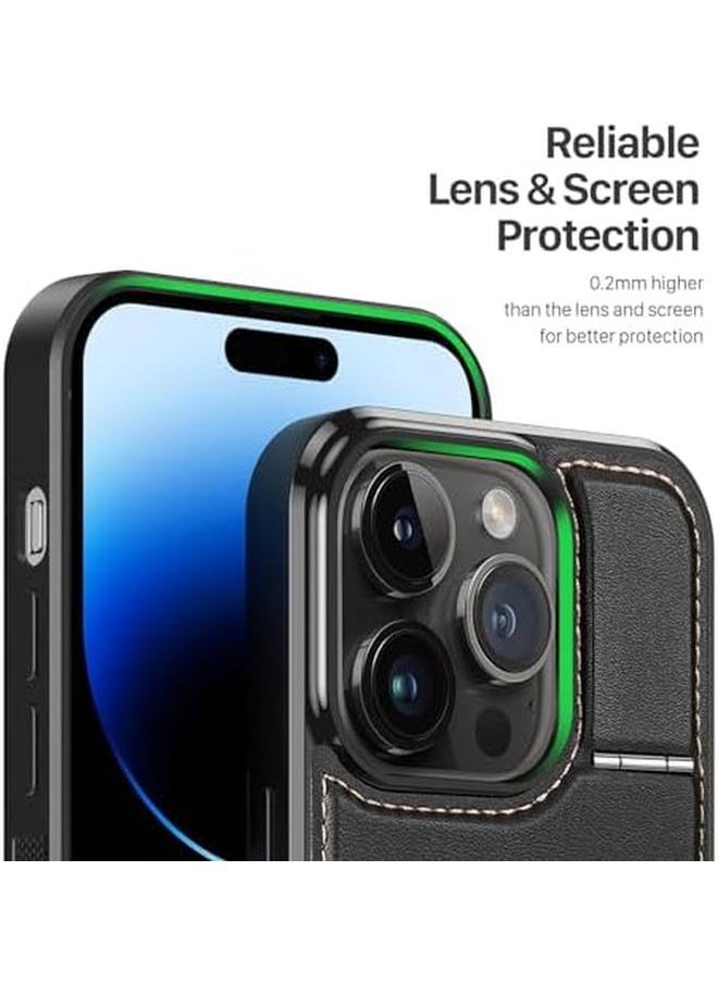 erorex For Iphone15 Pro Max Case Magnetic Phone Case With Kickstand And Credit Card Holder 3 In1 Dual Card Protection Case Leather Heavy Duty Protective Case Cover Funda 6.1" Black  - Image 4