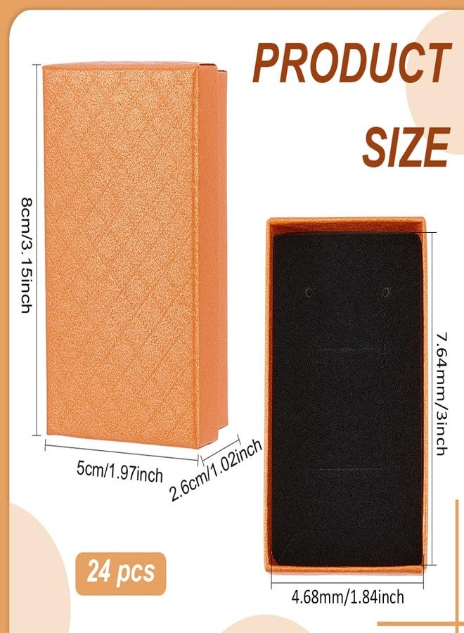 BENECREAT 24 Pack Diamond Pattern Cardboard Jewelry Boxes 3x2x1 Inch Rectangle Earring Necklace Gift Boxes with Velvet Sponge for Ring, Weddings, Birthdays, Orange - Image 2