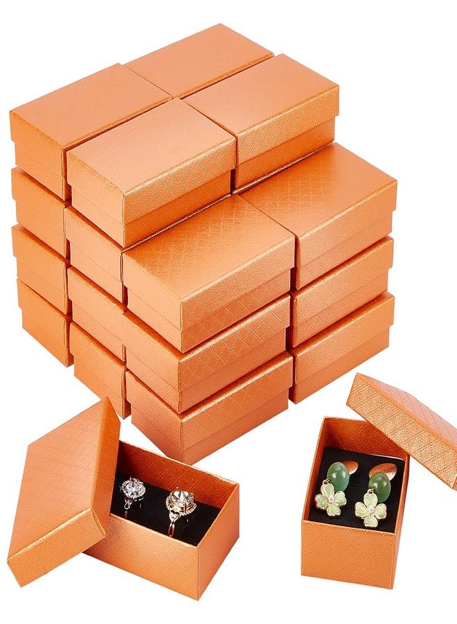 BENECREAT 24 Pack Diamond Pattern Cardboard Jewelry Boxes 3x2x1 Inch Rectangle Earring Necklace Gift Boxes with Velvet Sponge for Ring, Weddings, Birthdays, Orange - Image 1