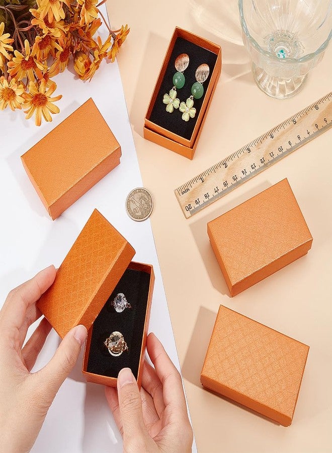 BENECREAT 24 Pack Diamond Pattern Cardboard Jewelry Boxes 3x2x1 Inch Rectangle Earring Necklace Gift Boxes with Velvet Sponge for Ring, Weddings, Birthdays, Orange - Image 3