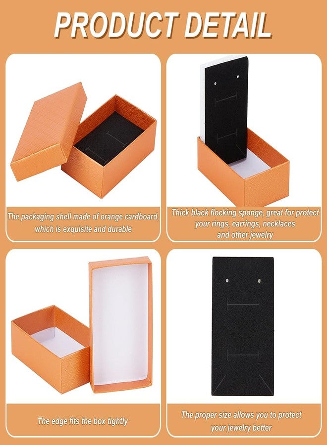 BENECREAT 24 Pack Diamond Pattern Cardboard Jewelry Boxes 3x2x1 Inch Rectangle Earring Necklace Gift Boxes with Velvet Sponge for Ring, Weddings, Birthdays, Orange - Image 4