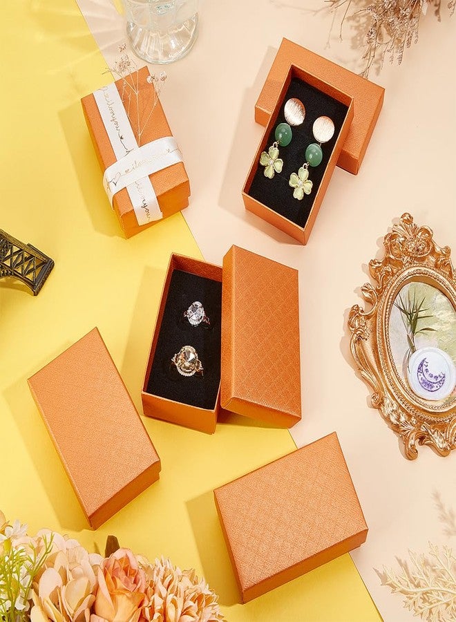 BENECREAT 24 Pack Diamond Pattern Cardboard Jewelry Boxes 3x2x1 Inch Rectangle Earring Necklace Gift Boxes with Velvet Sponge for Ring, Weddings, Birthdays, Orange - Image 5