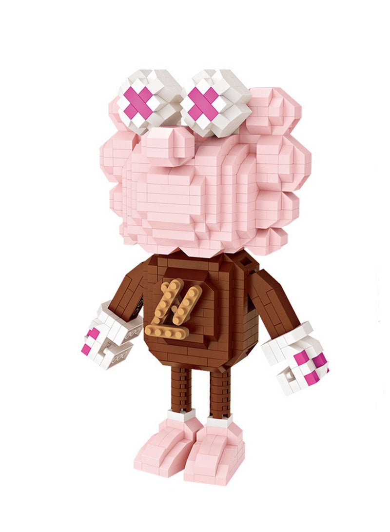 730pcs Pink And Brown Doll Model Set Building Blocks Leisure Decompression Assembly Toys Children Adult Home Decorations - Image 1