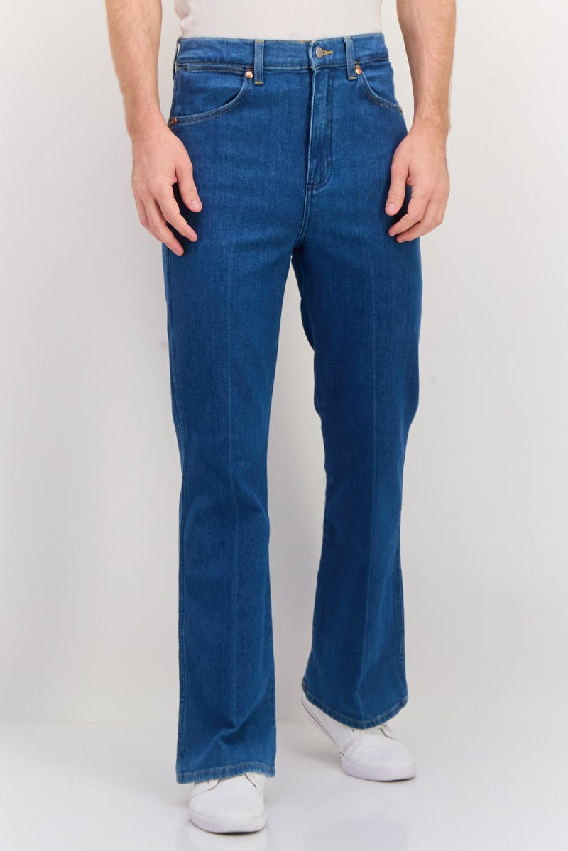 Wrangler Men Regular Fit Plain No Stretchable Bootcut Jeans, Blue - Image 1
