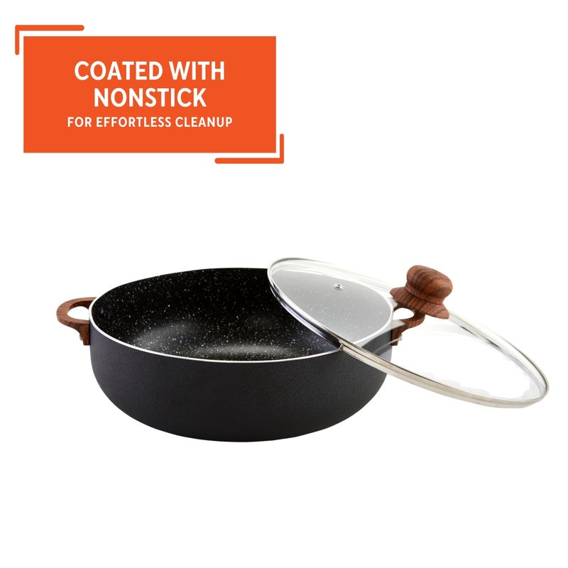 IMUSA USA Black 4.4Qt Stone Caldero with Woodlook Handles and Knob, 4.4 Quart - Image 4