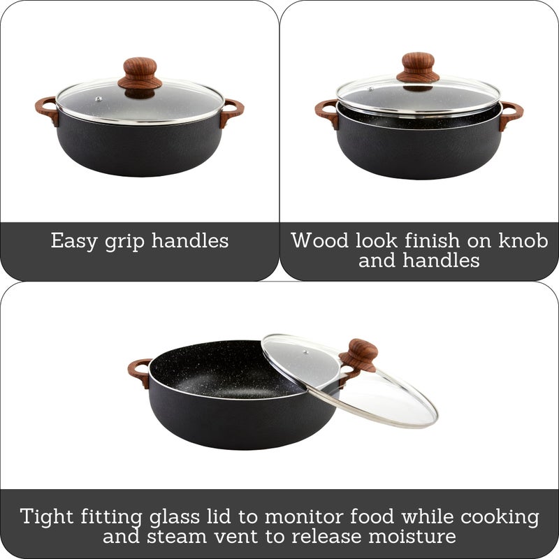 IMUSA USA Black 4.4Qt Stone Caldero with Woodlook Handles and Knob, 4.4 Quart - Image 2