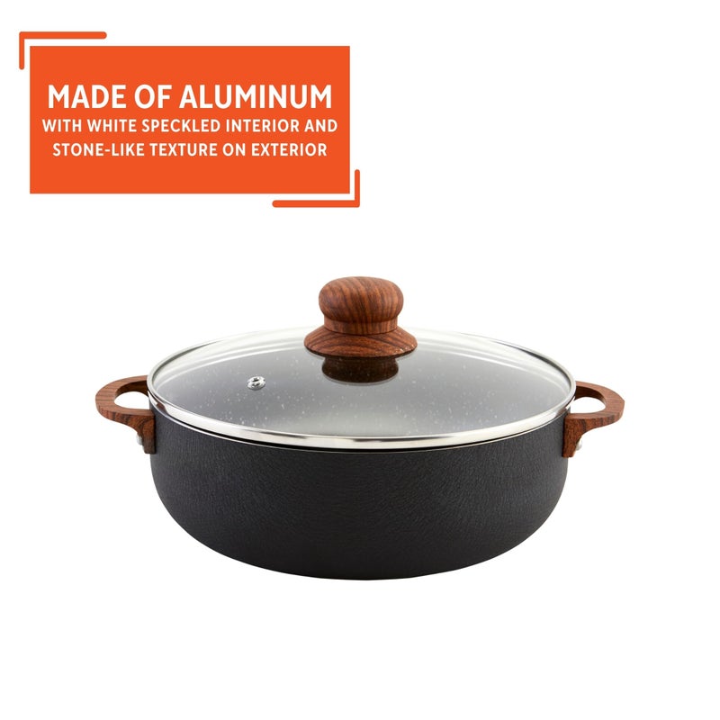 IMUSA USA Black 4.4Qt Stone Caldero with Woodlook Handles and Knob, 4.4 Quart - Image 3