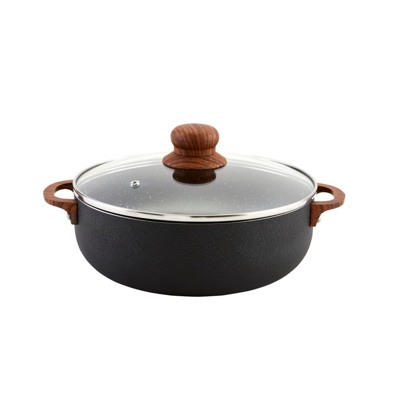 IMUSA USA Black 4.4Qt Stone Caldero with Woodlook Handles and Knob, 4.4 Quart - Image 1