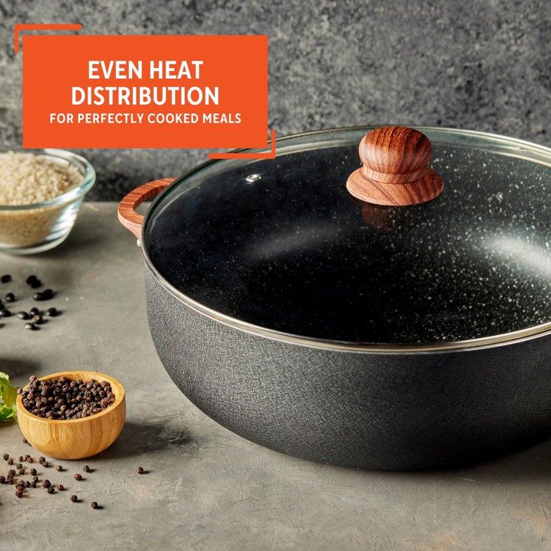 IMUSA USA Black 4.4Qt Stone Caldero with Woodlook Handles and Knob, 4.4 Quart - Image 5