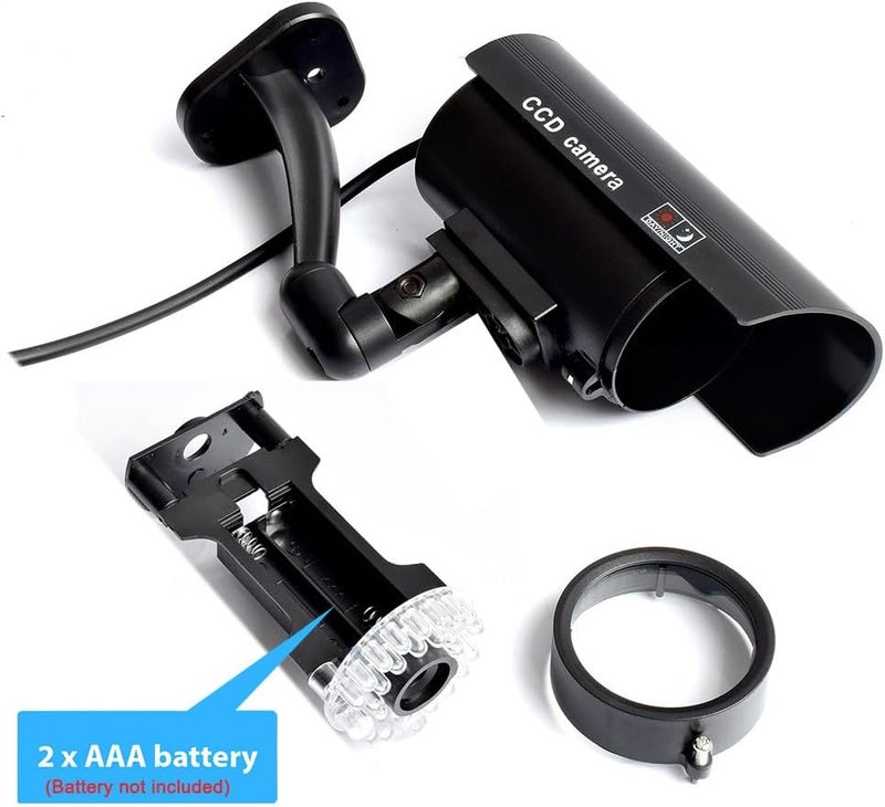 Fake Security Camera, Dummy CCTV Surveillance System with Realistic Red Flashing Lights and Warning Sticker Indoor Outdoor Protect - Image 4
