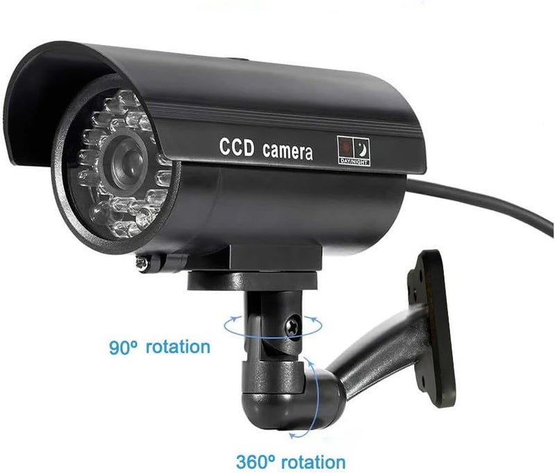 Fake Security Camera, Dummy CCTV Surveillance System with Realistic Red Flashing Lights and Warning Sticker Indoor Outdoor Protect - Image 3