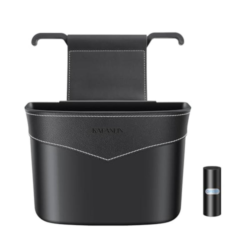 Car Trash Can Mini Trash Bin Garbage Organizer with Plastic Trash Bag Automotive Small Garbage Bin for Home Office Auto Vehicle Car Door Front Back Seat Storage Accessories - Image 2
