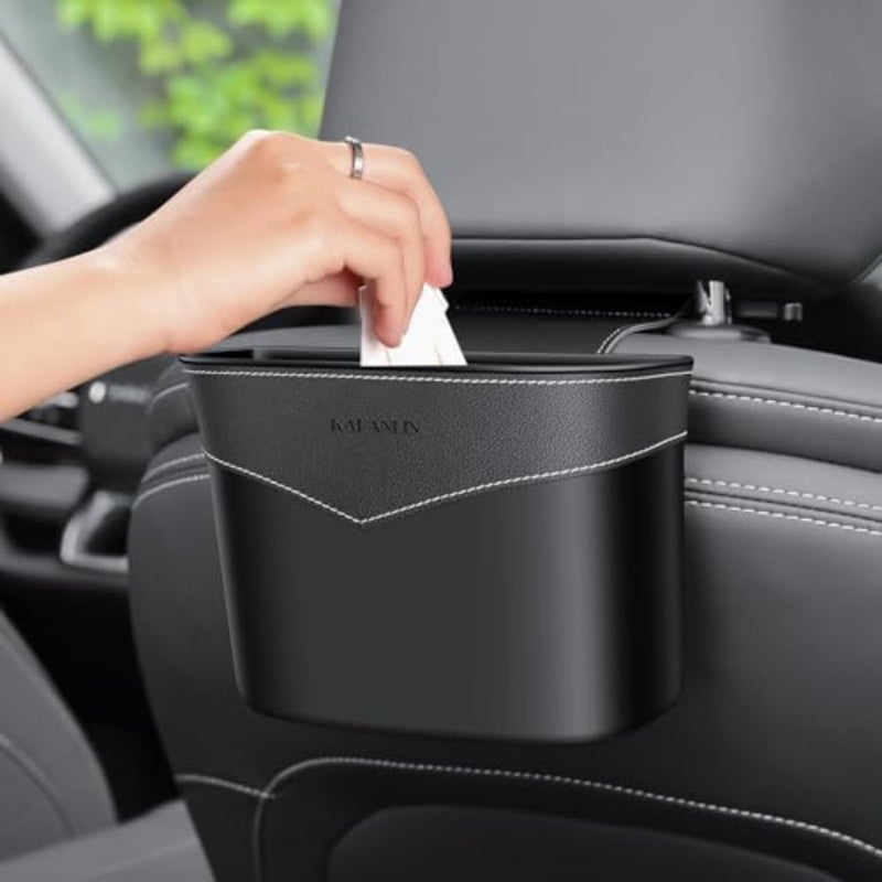 Car Trash Can Mini Trash Bin Garbage Organizer with Plastic Trash Bag Automotive Small Garbage Bin for Home Office Auto Vehicle Car Door Front Back Seat Storage Accessories - Image 1