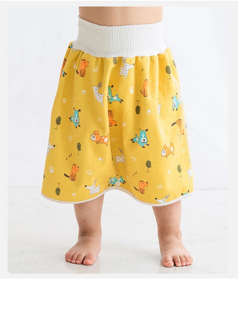 Loquat Baby Nappy Skirt Cotton Diaper Training Pants Washable Waterproof Reusable Toddler Training Underwear for Pee Nappy Potty Training  Yellow 