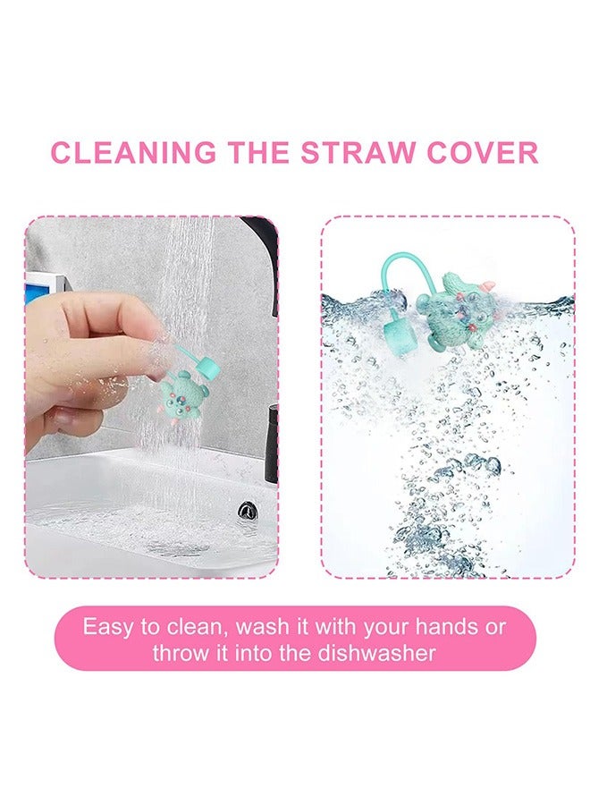 Straw Cover Cap for Stanley Cup, 4 Pcs Cute Cartoon Monster Series Straw Topper Compatible with 30&40 Oz Tumbler with Handle, Reusable Silicone Straw Tip Covers as Stanley Cup Accessories (10mm) - Image 5