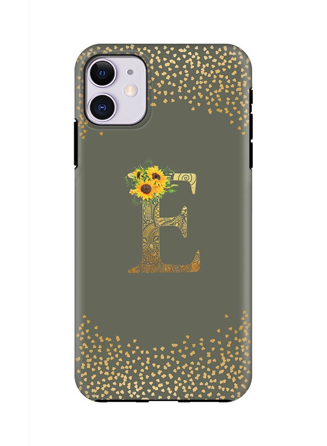 Stylizedd Monogram Tough Series for Apple iPhone 11 Custom Initials Floral Mandala Pattern Tough Pro Dual Layer hybrid PC inner TPU protection Alphabet- E (Olive Green) - Image 1