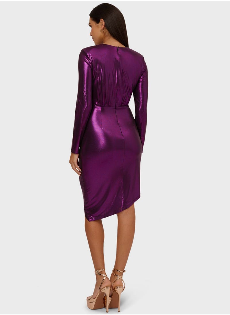 AIDAN MATTOX Ruched High Low Dress  - Image 2