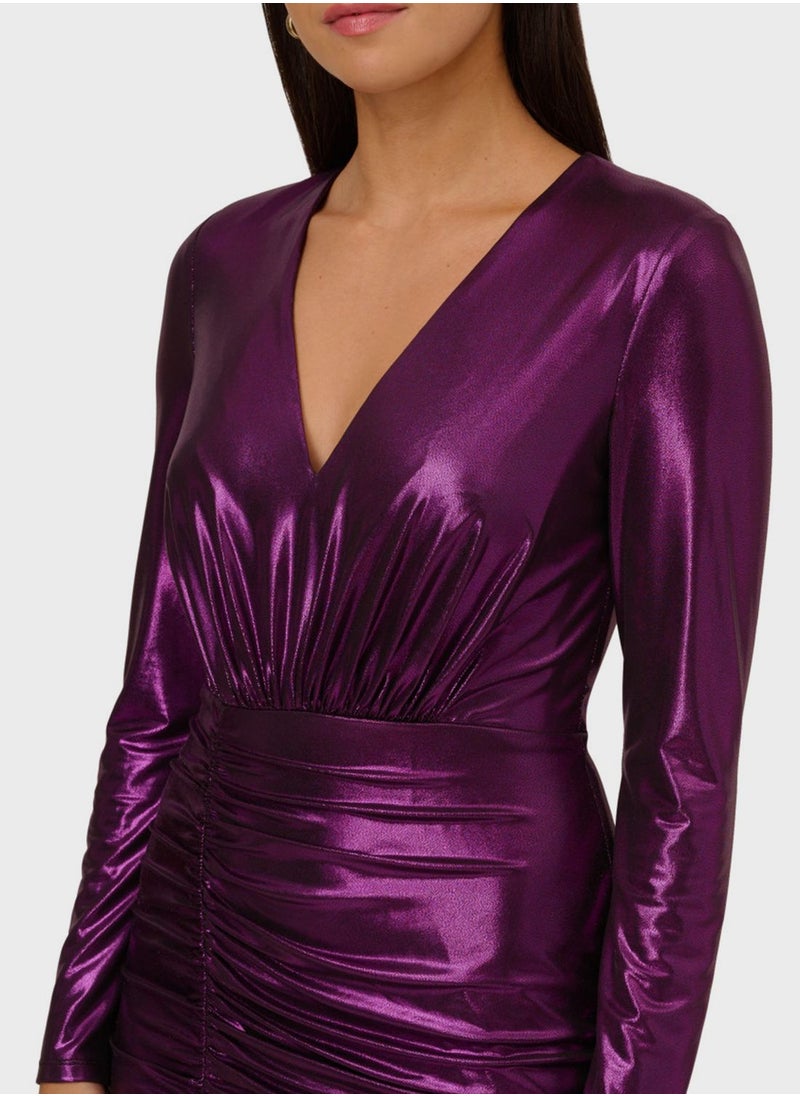 AIDAN MATTOX Ruched High Low Dress  - Image 3
