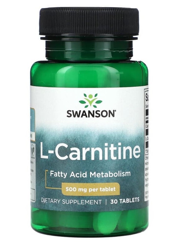 SWANSON - Swanson, L-Carnitine, 500 mg, 30 Tablets - Image 1