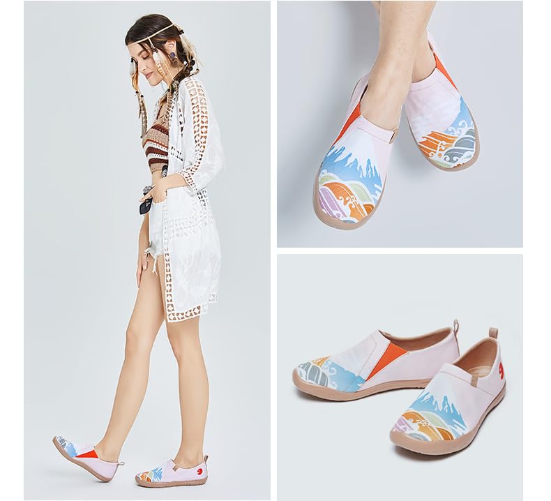 UIN Women's Walking Travel Shoes Slip On Canvas Casual Loafers Lightweight Comfort Fashion Sneaker Spring in Mount Fuji (9.5) - Image 2