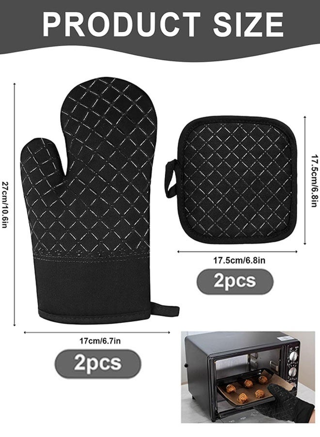 Oven Mitts and Pan Racks 4-Piece Set, Extended Kitchen Oven Mitts and Pan Racks, Silicone Non-Slip Surface for Baking and Cooking - Image 2