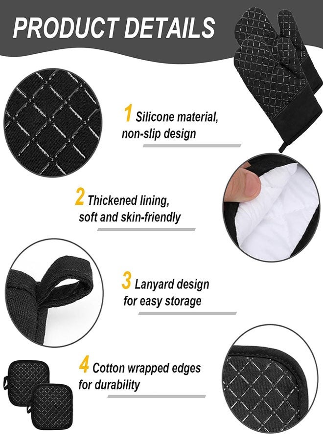 Oven Mitts and Pan Racks 4-Piece Set, Extended Kitchen Oven Mitts and Pan Racks, Silicone Non-Slip Surface for Baking and Cooking - Image 3