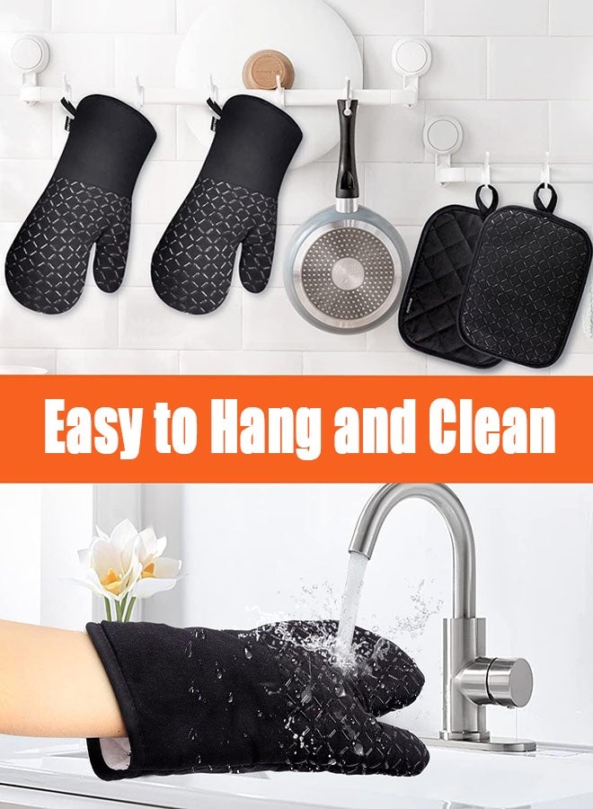 Oven Mitts and Pan Racks 4-Piece Set, Extended Kitchen Oven Mitts and Pan Racks, Silicone Non-Slip Surface for Baking and Cooking - Image 4
