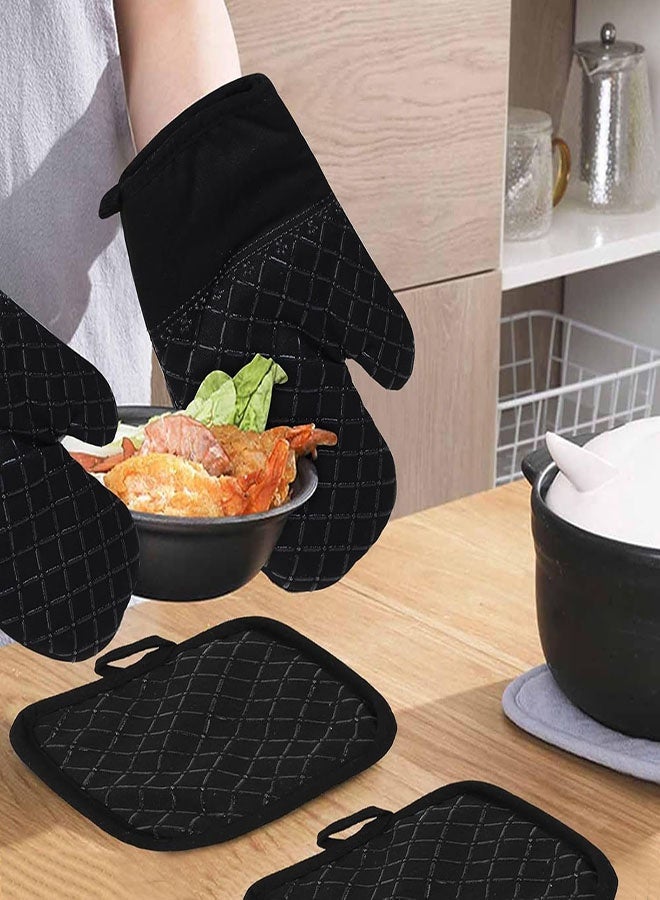 Oven Mitts and Pan Racks 4-Piece Set, Extended Kitchen Oven Mitts and Pan Racks, Silicone Non-Slip Surface for Baking and Cooking - Image 5