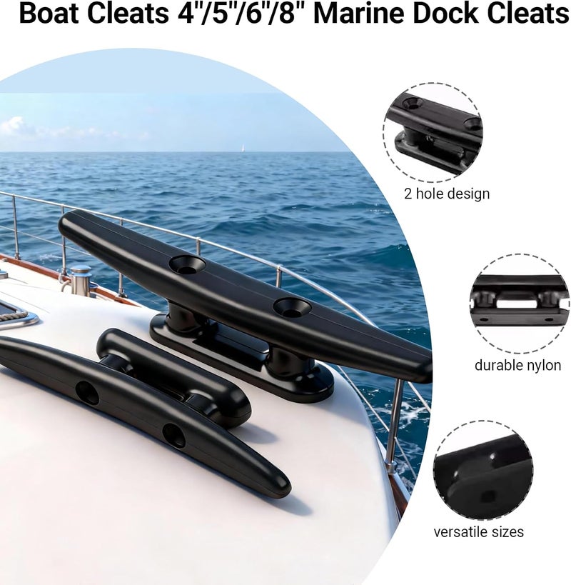 Trafu Boat Cleat Black Nylon Dock Cleat Kayak Cleat,3inch,4 inch,5 inch,6 inch,8 inch,4pack with Fasteners - Image 2