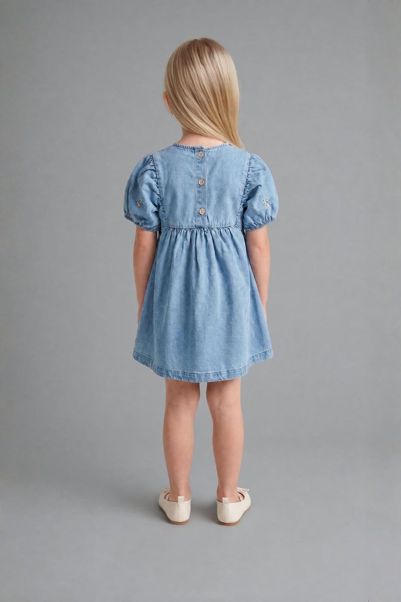 DeFacto Blue BabyGirl Baby Girl Cotton Denim Dress Casual - Image 4
