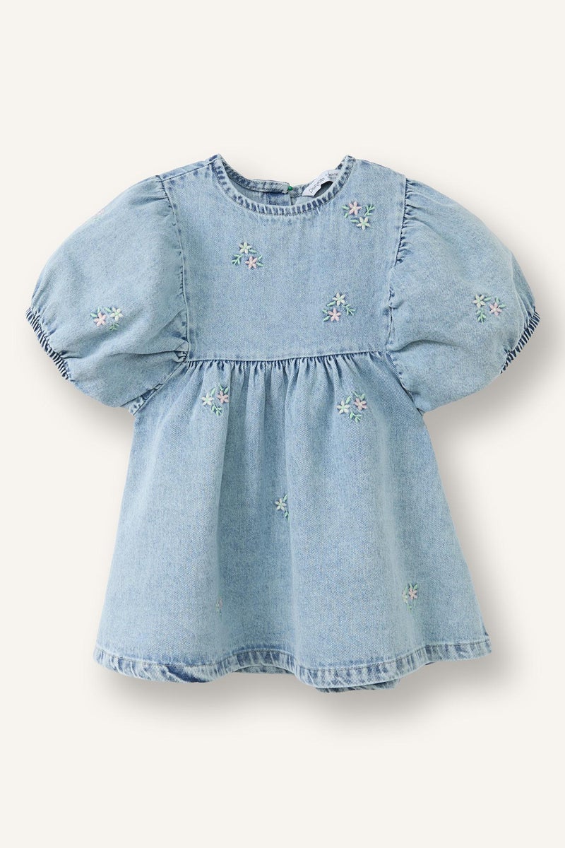 DeFacto Blue BabyGirl Baby Girl Cotton Denim Dress Casual - Image 5