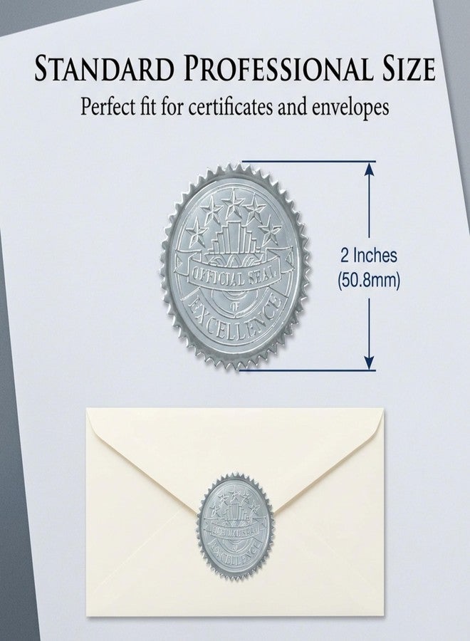 PaperDirect Official Seal of Excellence Embossed Silver Foil Certificate Seals, 2 Inch, Self Adhesive, 100 Count, Achievement Award Stickers for School, Work, Diploma - Image 3