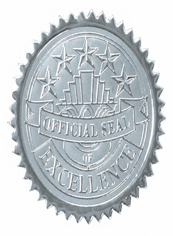 PaperDirect Official Seal of Excellence Embossed Silver Foil Certificate Seals, 2 Inch, Self Adhesive, 100 Count, Achievement Award Stickers for School, Work, Diploma - Image 1