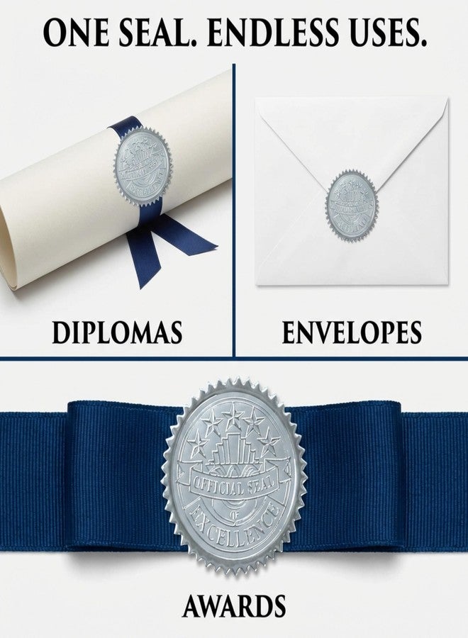 PaperDirect Official Seal of Excellence Embossed Silver Foil Certificate Seals, 2 Inch, Self Adhesive, 100 Count, Achievement Award Stickers for School, Work, Diploma - Image 4