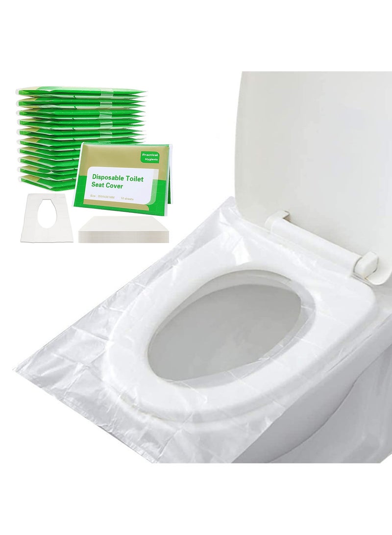 أغطية مقاعد المرحاض القابلة للتصرف من Eowhitu، أغطية مقاعد المرحاض الورقية القابلة للغسل على شكل حرف U، غطاء مقعد تدريب المرحاض المحمول المقاوم للماء للسفر 50 قطعة - Image 1