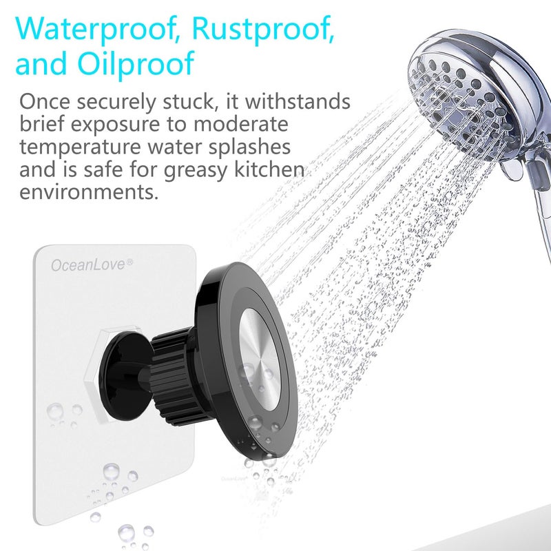 OCEANLOVE for MagSafe Wall Mount Magnetic Phone Holder, Self-Adhesive, 360 Rotatable, Waterproof, Compatible with iPhone 17/16/15/14/13/12,All Phones, Shower Mirror Car Glass Bathroom Kitchen(Black) - Image 4
