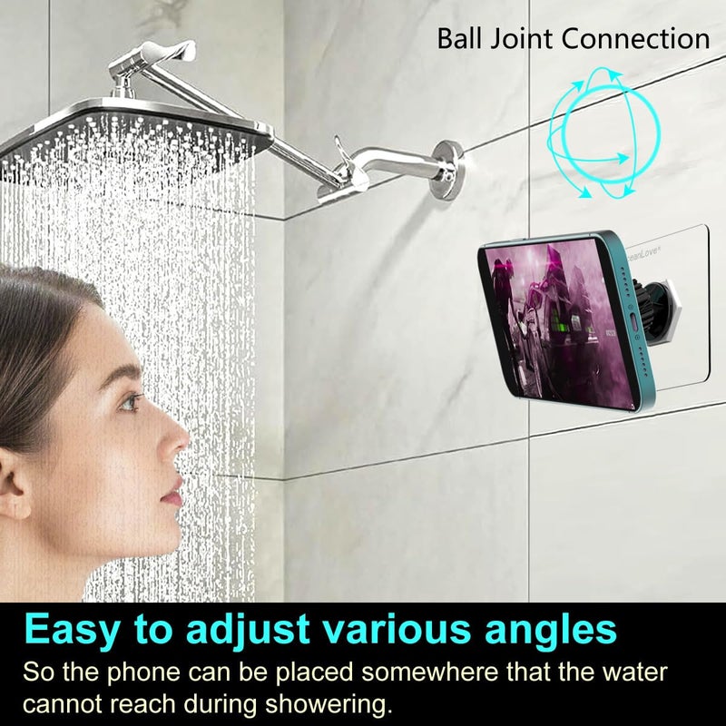 OCEANLOVE for MagSafe Wall Mount Magnetic Phone Holder, Self-Adhesive, 360 Rotatable, Waterproof, Compatible with iPhone 17/16/15/14/13/12,All Phones, Shower Mirror Car Glass Bathroom Kitchen(Black) - Image 2
