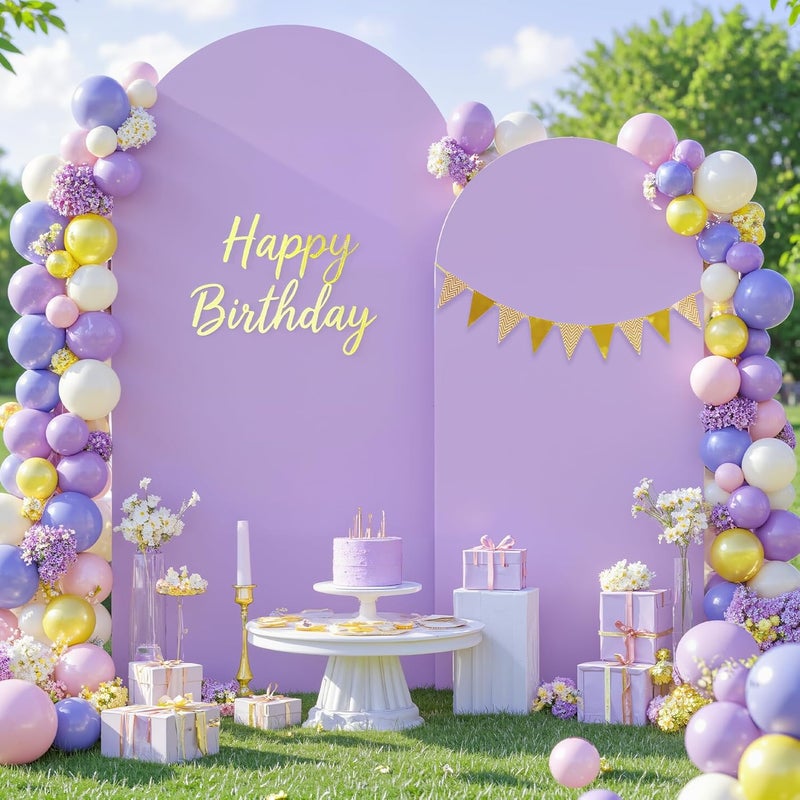 Suppromo Lavender Arch Cover 2 Set-7.2FT, 6FT Arch Backdrop Cover Spandex Fitted Wedding Arch Stand Covers for Birthday Party Baby Shower Girls Bridal Shower Wedding Banquet Photo Background Decorations - Image 1