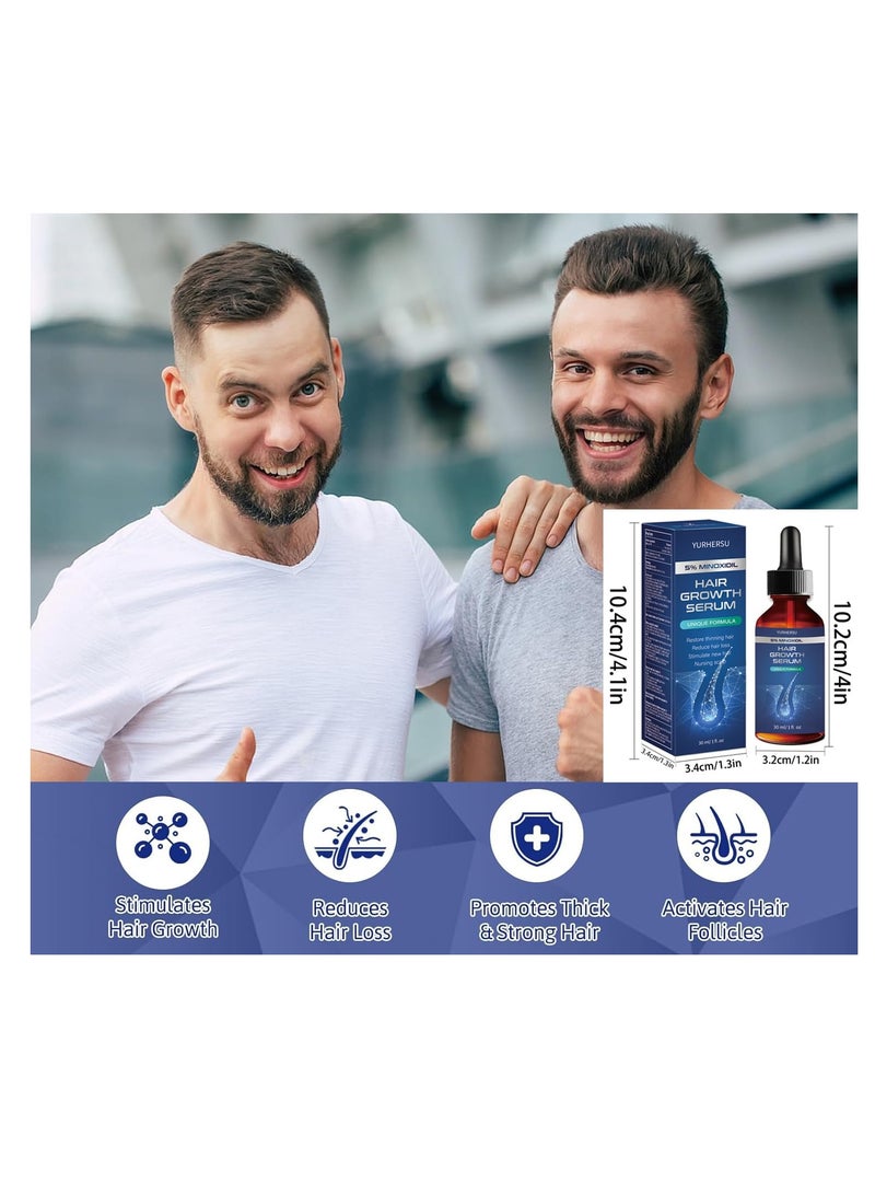 YURHERSU Hair Growth Serum, 5% Minoxidil, With Biotin & Glycerin, for Men's Beard & Women's Hair Regrowth, Anti Hair Loss Treatment, Make Hair Stronger Thicker Longer, 1 fl oz (30 ml) - Image 2