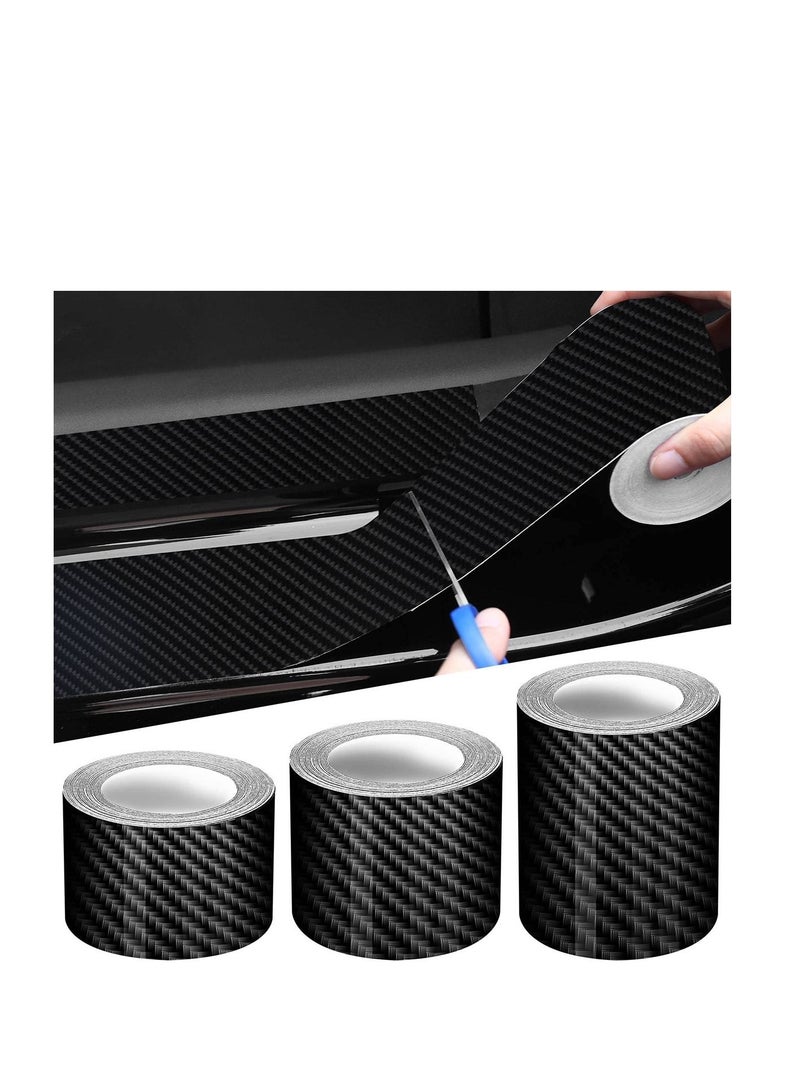 SYOSI Car Edge Door Guards Door Sill Protector 3 Rolls 5D Carbon Fiber Black Vinyl Wrap Automotive Vehicles Door Sill Protector Anti Collision Film Fits for Car 2In x 17Ft 1.2In x 17Ft 2.7In x 33Ft  - Image 1