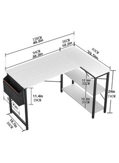 Chulovs L Shaped Computer Desk, L-Shaped Corner Desk With Reversible Storage Shelves For Home Office Workstation, 120X83X74 Cm  - Image 3