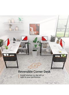 Chulovs L Shaped Computer Desk, L-Shaped Corner Desk With Reversible Storage Shelves For Home Office Workstation, 120X83X74 Cm  - Image 5