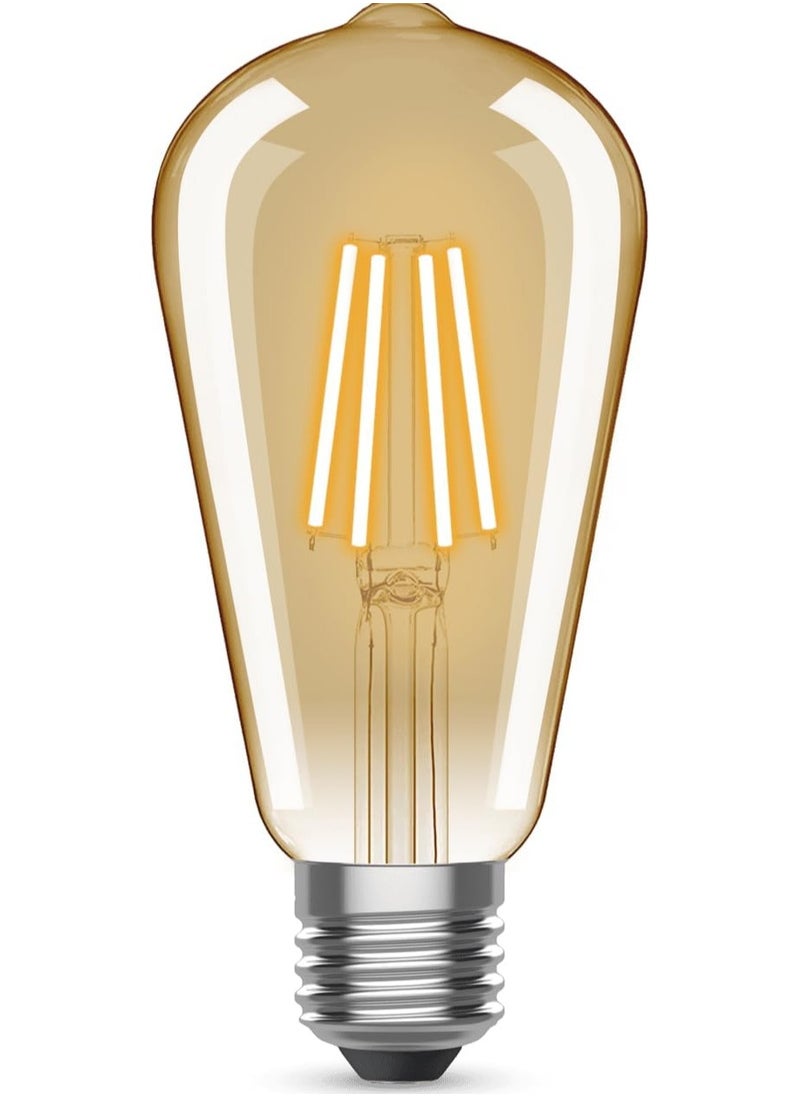 Generic Vintage Edison LED Bulb Warm Light 450 Lumens 4W with Amber Glass, 27mm Base Diameter, Pack of 3 - ST64  - Image 2