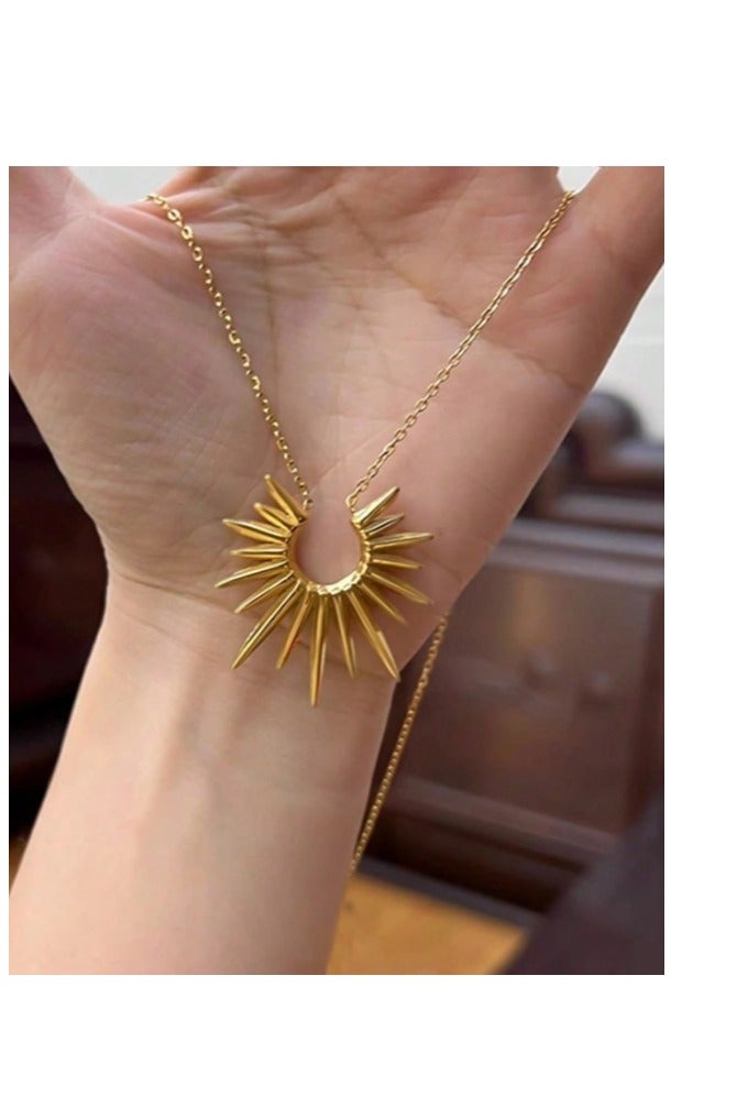 Elegant Titanium Steel Necklace Sun Design Necklace    Adjustable Fashion  Hypoallergenic and Durable Jewelry for His Hers - Image 2