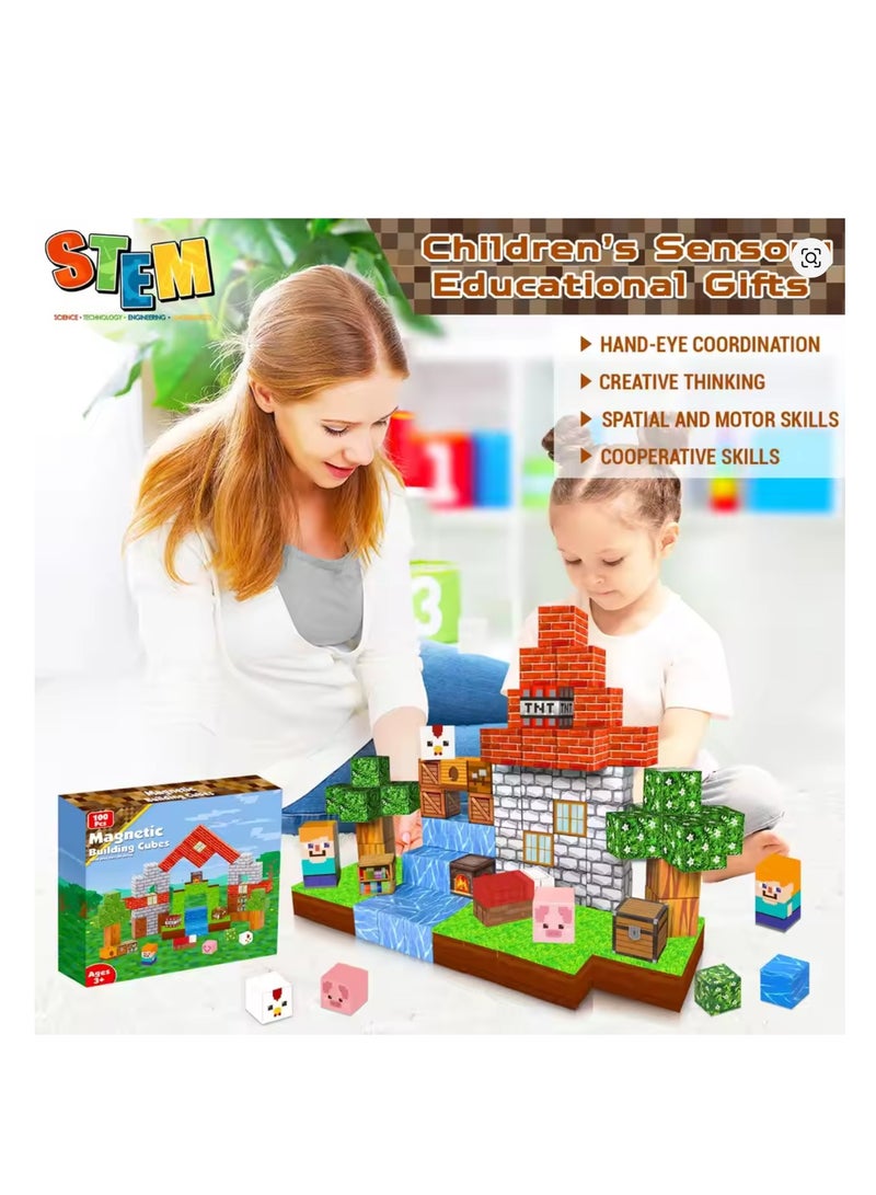 Magnetic Blocks - 100 PCS Animal House World - Magnetic Toys for Toddler Birthday Gifts - STEM Sensory Toys for Boys & Girls - Image 5