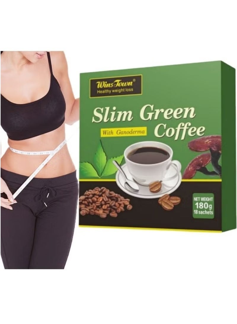وينز تاون قهوة جانوديرما الخضراء للتنحيف – 18 ظرف في العلبة، استمتع بها قبل الوجبات لفقدان الوزن الفعّال - Image 1