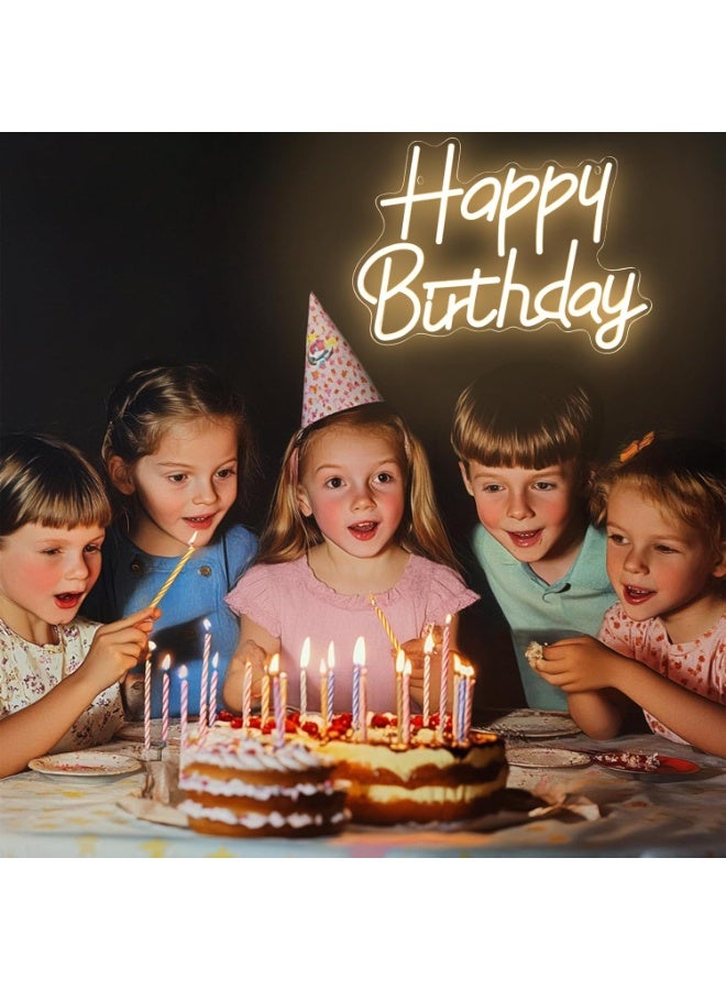 Happy Birthday Neon Signs for Party Decor Dimmable LED Birthday Neon Light for Wall Decor Light Up Happy Birthday Led Signs for Backdrop Birthday Any Ages Bday Celebration Decoration, Warm white - Image 5