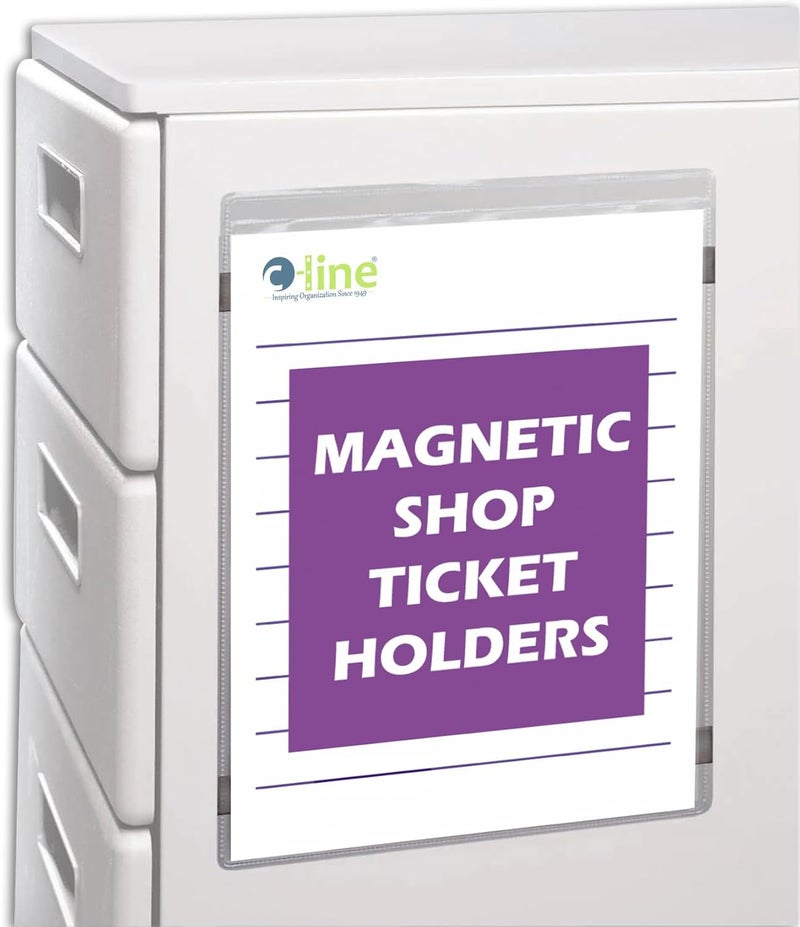 C-Line Magnetic Clear Vinyl Shop Ticket Holders, 9 x 12 Inches, 15 per Box (83912) - Image 1