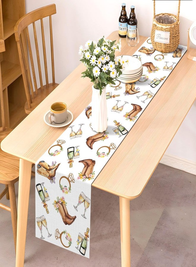 Pudodo Boots and Bubbly Bridal Shower Table Runner Champagne Themed Cowgirl Western Bachelorette Kitchen Dining Room Home Decor (13" x 72") - Image 2